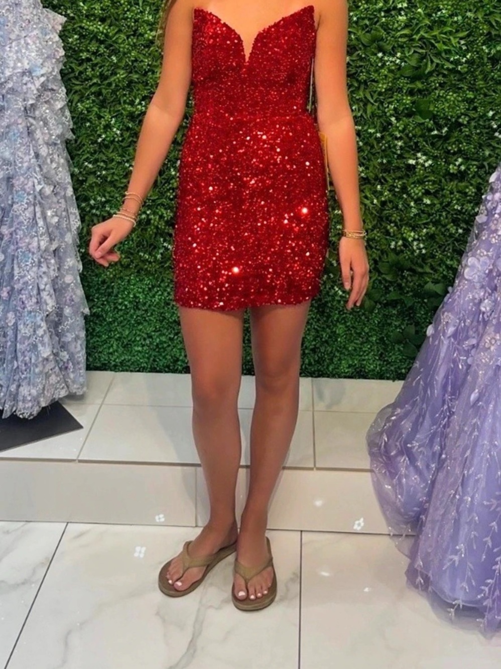 Portia & Scarlett Red Sequin Mini Dress Size 2 NWT